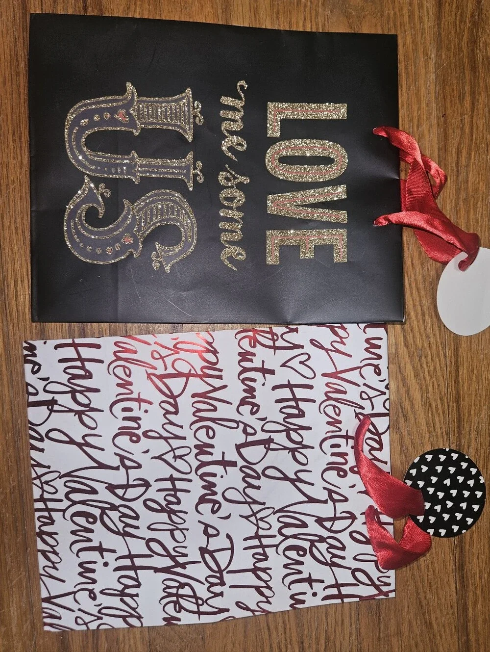 Set Of 2 Hallmark Valentine's Day LOVE Glitter Script Valentine Gift Bags